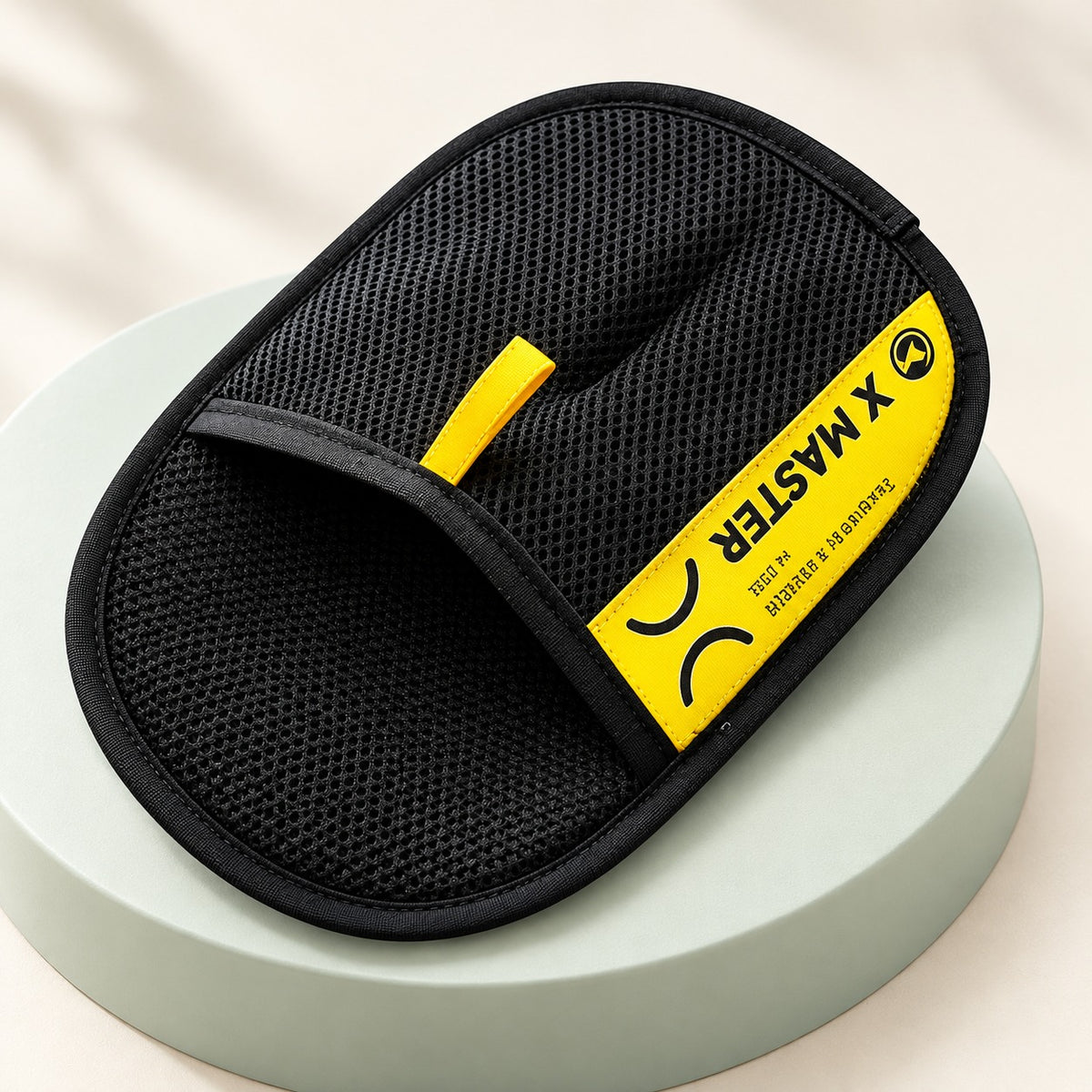 Styled studio illustration of the XMASTER reusable pet hair glove